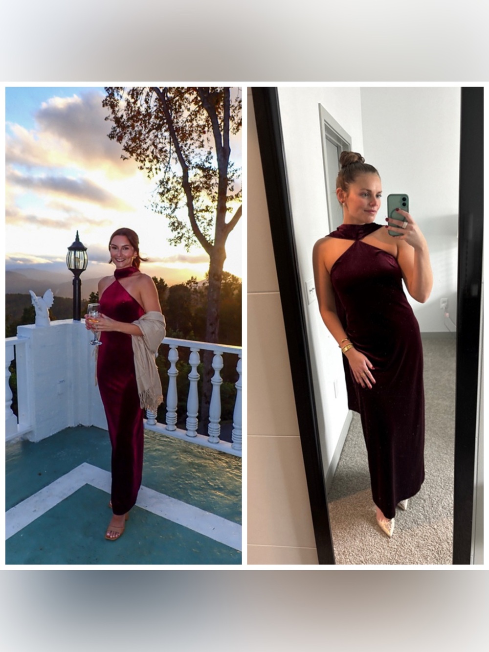 Amanda Uprichard Ashton Velvet Maxi Dress Wine Burgundy Size Medium
